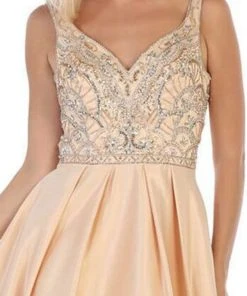 May Queen - MQ1632 Beaded V-Neck Pleated Ballgown 12 May Queen - MQ1632 Beaded V-Neck Pleated Ballgown