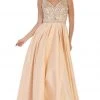 May Queen - MQ1632 Beaded V-Neck Pleated Ballgown