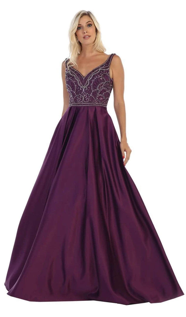 May Queen - MQ1632 Beaded V-Neck Pleated Ballgown 7 May Queen - MQ1632 Beaded V-Neck Pleated Ballgown