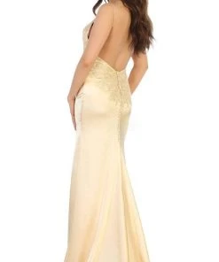 May Queen - MQ1651 Lace Scoop Trumpet Dress With Open Back Formal Gowns