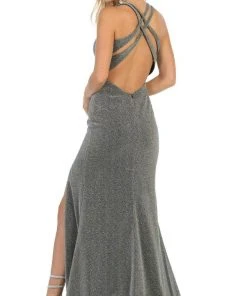Formal Gowns May Queen - MQ1667 Crisscross Back High Slit Long Gown 11 Formal Gowns May Queen - MQ1667 Crisscross Back High Slit Long Gown