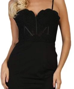 Formal Gowns May Queen - MQ1673 Scallop Trimmed Lace Bustier Evening Gown