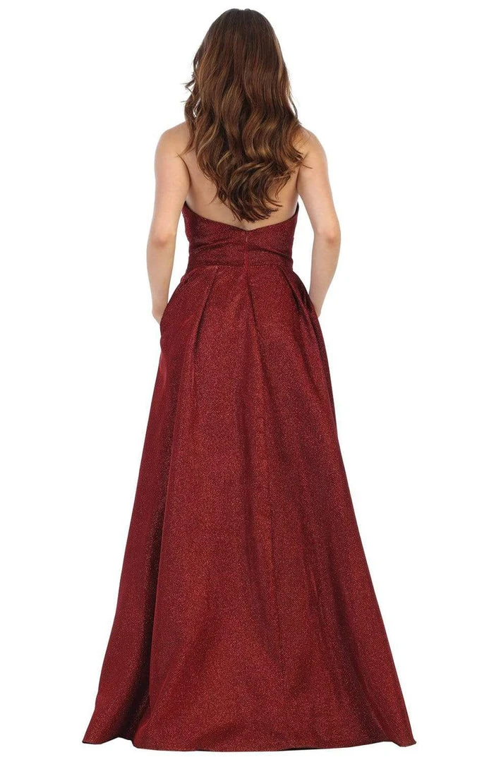 Formal Gowns May Queen - MQ1710 Strapless Plunging V-Neck A-Line Dress 4 Formal Gowns May Queen - MQ1710 Strapless Plunging V-Neck A-Line Dress
