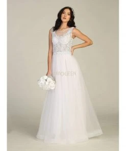 Formal Gowns May Queen - MQ1716 Lace Appliqued Bodice Tulle Dress