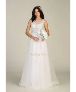 Formal Gowns May Queen - MQ1716 Lace Appliqued Bodice Tulle Dress