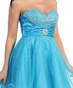 May Queen - MQ697 Bejeweled Bodice Strapless Sweetheart Cocktail Dress