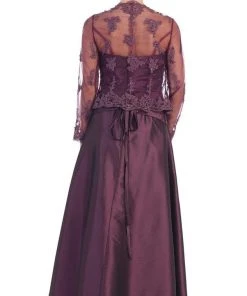 May Queen - MQ731 Appliqued Pleat Ornate Mother Of The Bride Formal Gowns