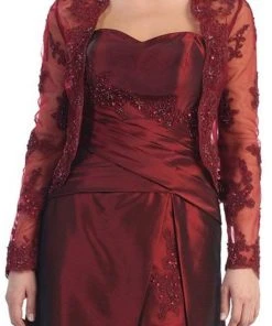 May Queen - MQ731 Appliqued Pleat Ornate Mother Of The Bride Formal Gowns