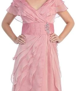 Formal Gowns May Queen - MQ831 Tiered Chiffon Surplice V-Neck Formal Dress 12 Formal Gowns May Queen - MQ831 Tiered Chiffon Surplice V-Neck Formal Dress