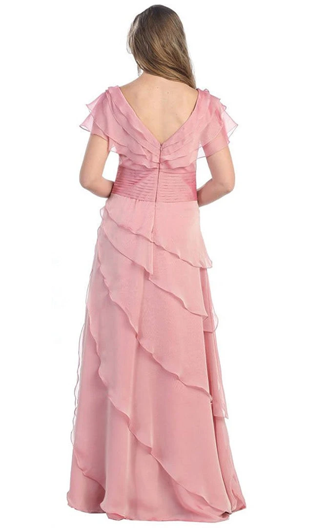 Formal Gowns May Queen - MQ831 Tiered Chiffon Surplice V-Neck Formal Dress 6 Formal Gowns May Queen - MQ831 Tiered Chiffon Surplice V-Neck Formal Dress