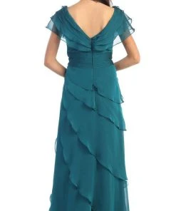 Formal Gowns May Queen - MQ831 Tiered Chiffon Surplice V-Neck Formal Dress 16 Formal Gowns May Queen - MQ831 Tiered Chiffon Surplice V-Neck Formal Dress