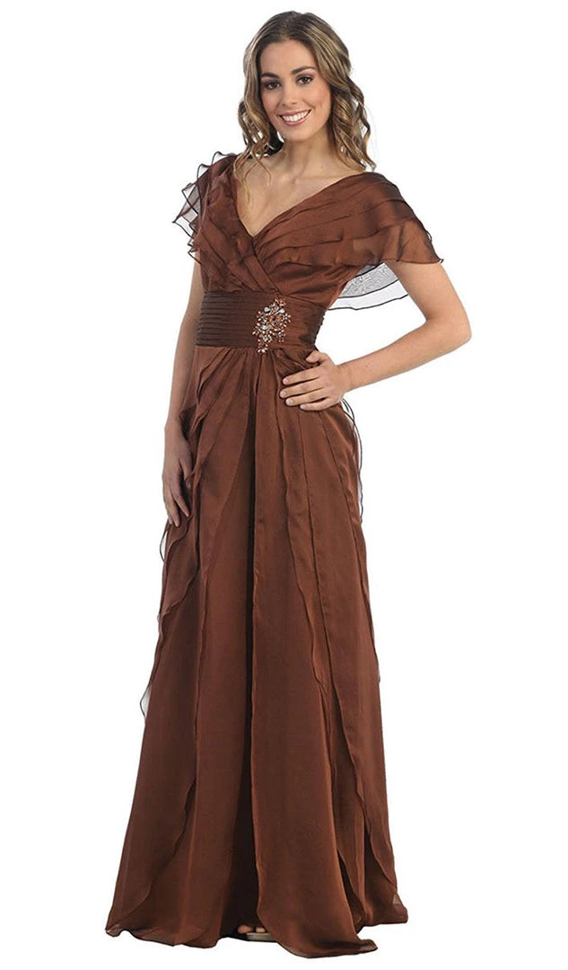Formal Gowns May Queen - MQ831 Tiered Chiffon Surplice V-Neck Formal Dress 3 Formal Gowns May Queen - MQ831 Tiered Chiffon Surplice V-Neck Formal Dress