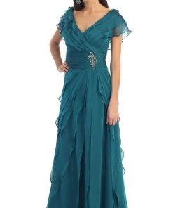 Formal Gowns May Queen - MQ831 Tiered Chiffon Surplice V-Neck Formal Dress 15 Formal Gowns May Queen - MQ831 Tiered Chiffon Surplice V-Neck Formal Dress