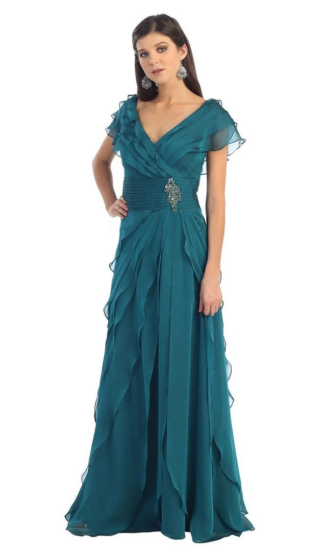Formal Gowns May Queen - MQ831 Tiered Chiffon Surplice V-Neck Formal Dress 8 Formal Gowns May Queen - MQ831 Tiered Chiffon Surplice V-Neck Formal Dress