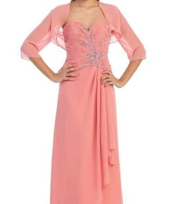 Formal Gowns May Queen - MQ838 Strapless Sweetheart Formal Gown With Quarter Sleeve Bolero