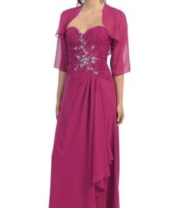 Formal Gowns May Queen - MQ838 Strapless Sweetheart Formal Gown With Quarter Sleeve Bolero