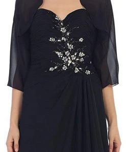 Formal Gowns May Queen - MQ838 Strapless Sweetheart Formal Gown With Quarter Sleeve Bolero