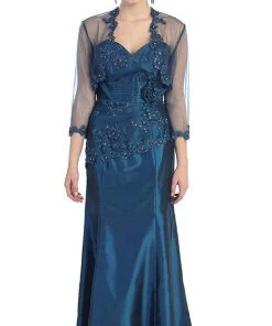 May Queen - MQ861 Formal Floral Beaded Sweetheart Dress Formal Gowns