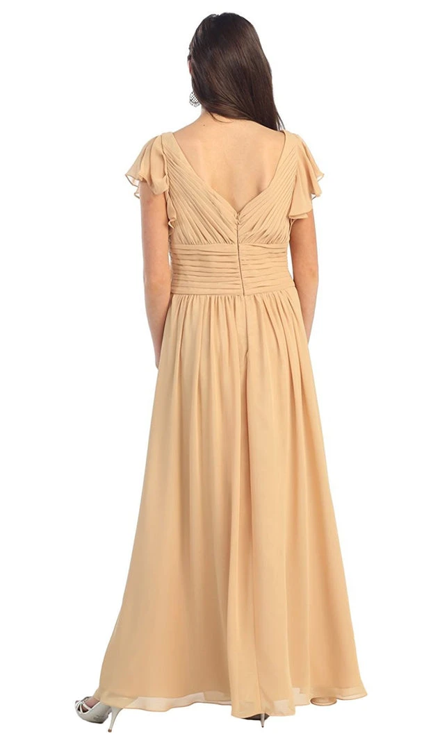 May Queen - MQ924 Butterfly Sleeve Ruched V-Neck Draping Evening Dress Formal Gowns 5 May Queen - MQ924 Butterfly Sleeve Ruched V-Neck Draping Evening Dress Formal Gowns