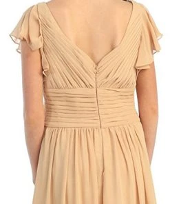 May Queen - MQ924 Butterfly Sleeve Ruched V-Neck Draping Evening Dress Formal Gowns 9 May Queen - MQ924 Butterfly Sleeve Ruched V-Neck Draping Evening Dress Formal Gowns