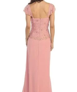 Formal Gowns May Queen - MQ993 Cap Sleeve Beaded Lace Bodice Long Evening Dress 19 Formal Gowns May Queen - MQ993 Cap Sleeve Beaded Lace Bodice Long Evening Dress