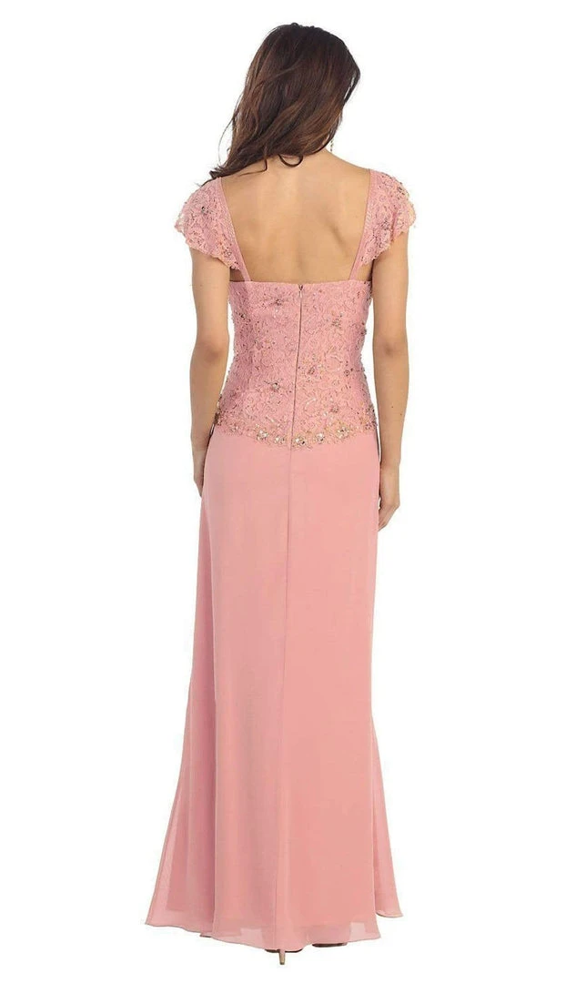 Formal Gowns May Queen - MQ993 Cap Sleeve Beaded Lace Bodice Long Evening Dress 10 Formal Gowns May Queen - MQ993 Cap Sleeve Beaded Lace Bodice Long Evening Dress