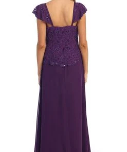 Formal Gowns May Queen - MQ993 Cap Sleeve Beaded Lace Bodice Long Evening Dress 17 Formal Gowns May Queen - MQ993 Cap Sleeve Beaded Lace Bodice Long Evening Dress