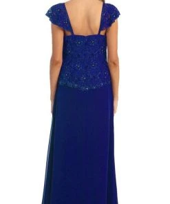 Formal Gowns May Queen - MQ993 Cap Sleeve Beaded Lace Bodice Long Evening Dress 21 Formal Gowns May Queen - MQ993 Cap Sleeve Beaded Lace Bodice Long Evening Dress