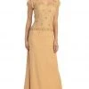 Formal Gowns May Queen - MQ993 Cap Sleeve Beaded Lace Bodice Long Evening Dress