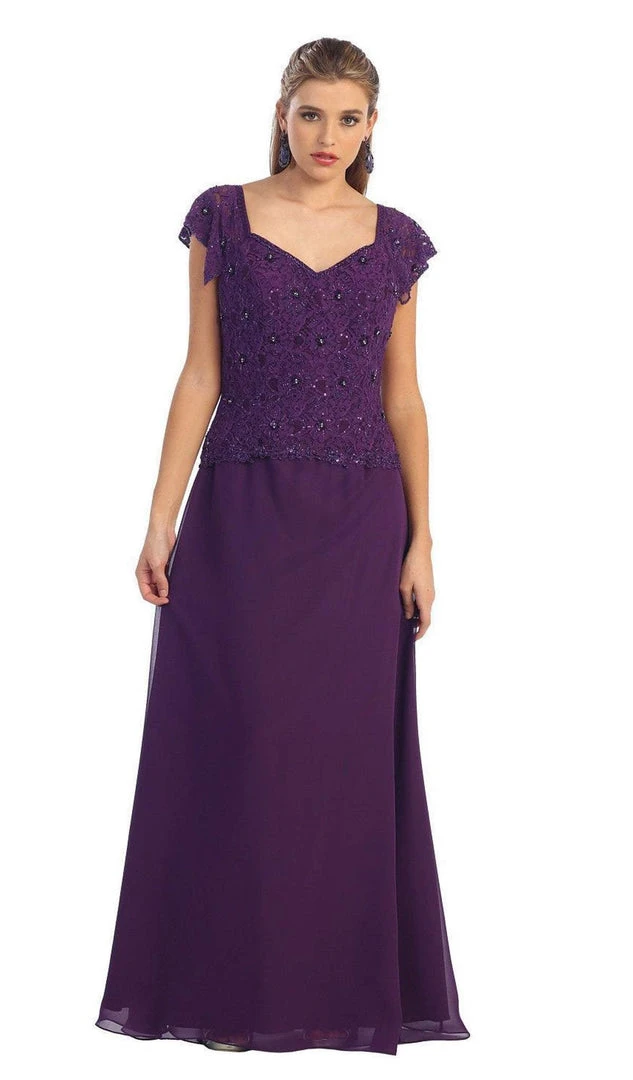 Formal Gowns May Queen - MQ993 Cap Sleeve Beaded Lace Bodice Long Evening Dress 7 Formal Gowns May Queen - MQ993 Cap Sleeve Beaded Lace Bodice Long Evening Dress