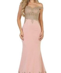 May Queen - Off Shoulder Appliqued Fitted Prom Dress RQ7586 Formal Gowns