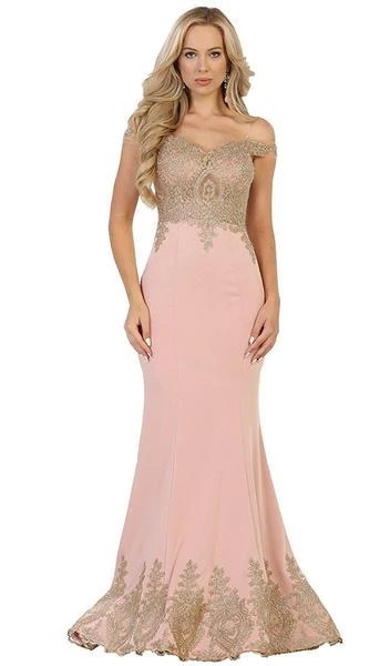 May Queen - Off Shoulder Appliqued Fitted Prom Dress RQ7586 Formal Gowns 3 May Queen - Off Shoulder Appliqued Fitted Prom Dress RQ7586 Formal Gowns