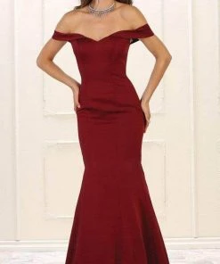 May Queen - Off Shoulder Mermaid Evening Gown MQ1547 - 1 Pc Burgundy In Size 2 Available Formal Gowns