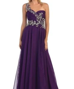 May Queen - One Shoulder Strap Sequined Formal Dress With High Front Slit Formal Gowns 18 May Queen - One Shoulder Strap Sequined Formal Dress With High Front Slit Formal Gowns