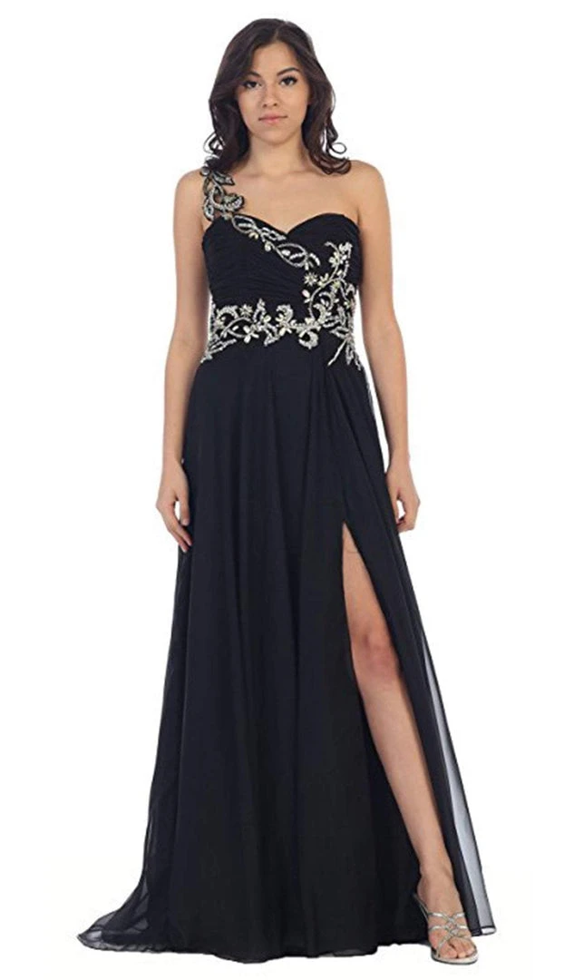 May Queen - One Shoulder Strap Sequined Formal Dress With High Front Slit Formal Gowns 5 May Queen - One Shoulder Strap Sequined Formal Dress With High Front Slit Formal Gowns