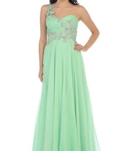 May Queen - One Shoulder Strap Sequined Formal Dress With High Front Slit Formal Gowns 17 May Queen - One Shoulder Strap Sequined Formal Dress With High Front Slit Formal Gowns