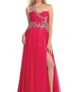 May Queen - One Shoulder Strap Sequined Formal Dress With High Front Slit Formal Gowns 15 May Queen - One Shoulder Strap Sequined Formal Dress With High Front Slit Formal Gowns