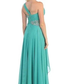 May Queen - One Shoulder Strapped Sweetheart Evening Dress