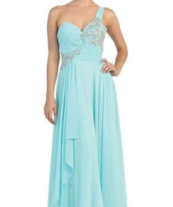 May Queen - One Shoulder Strapped Sweetheart Evening Dress