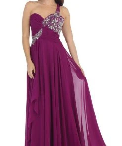 May Queen - One Shoulder Strapped Sweetheart Evening Dress