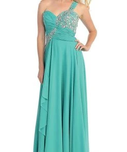 May Queen - One Shoulder Strapped Sweetheart Evening Dress