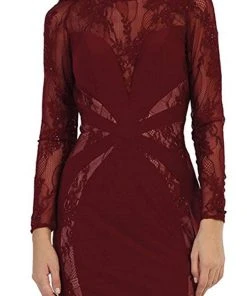 May Queen - Paneled Sheer Lace Sheath Long Evening Gown