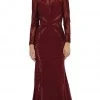 May Queen - Paneled Sheer Lace Sheath Long Evening Gown