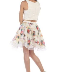 Cocktail Dresses May Queen - Pearl Embellished Two-Piece Cocktail Dress