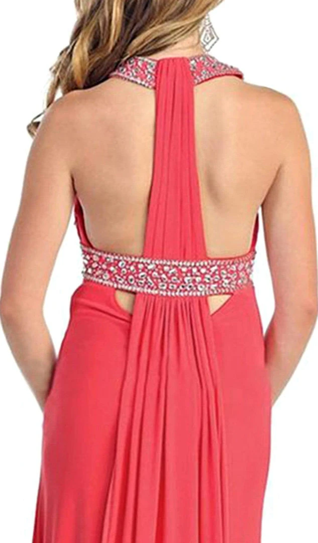 May Queen - Pleated Halter Evening Dress Formal Gowns 6 May Queen - Pleated Halter Evening Dress Formal Gowns