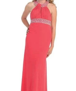 May Queen - Pleated Halter Evening Dress Formal Gowns