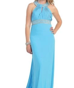 May Queen - Pleated Halter Evening Dress Formal Gowns 12 May Queen - Pleated Halter Evening Dress Formal Gowns
