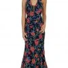 May Queen - Plunging V-neck Floral Sheath Evening Gown Formal Gowns
