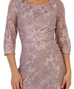 May Queen - Quarter Length Sleeve Lace Evening Dress