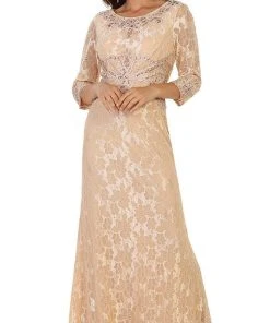 May Queen - Quarter Length Sleeve Lace Evening Dress 12 May Queen - Quarter Length Sleeve Lace Evening Dress